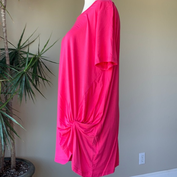 EUC Crazy Train PINK tie knot short sleeve top tunic size small -oversized - Picture 3 of 7